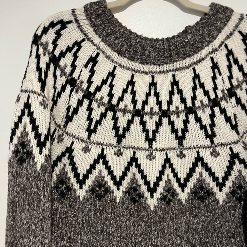 Line & Dot Apres Gray and White Fair Isle Crewneck Sweater Dress - Picture 5 of 7